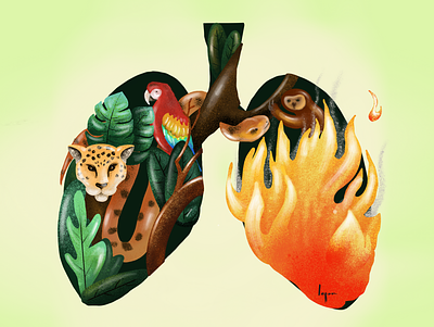 amazon art debut design digital art digitalart fire illustration parrot procreate snake ui wood