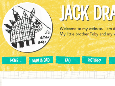 Jack Draws Anything - peephole, banner, tagline & nav