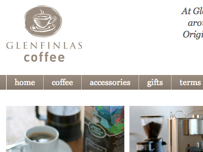 Glenfinlas Coffee | Branding brown coffee navigation