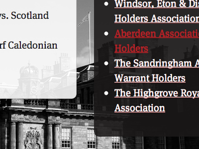 The Edinburgh Royal Warrant Holders Association - Shot 3 black drop shadow edinburgh holyrood red royal scotland transparent typekit white