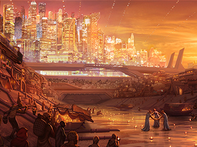 Sos Dribbble Stepstones book cover concept art dystopian illustration sci fi utopian