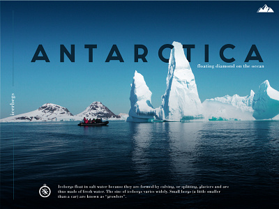Antarctica Page Design blue color design iceberg illustration ocean poster typography