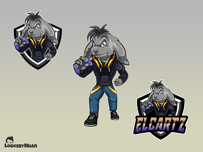 Elcartz Gaming Streamer logo cartoon cartoon character cartoon characters cartoon design cartoon logo cartoon mascot gamer gaming hiphop logo logo design logo maker mascot mascot design mascot logo rabbit rabbit logo streamer streaming vector logo