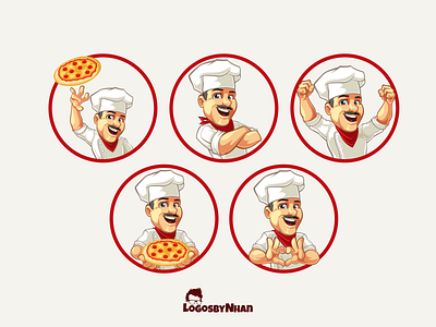 PIZZA RESTAURANT - ICON SET cartoon cartoon character cartoon logo cartoon mascot design illustration logo mascot mascot design pizza restaurant