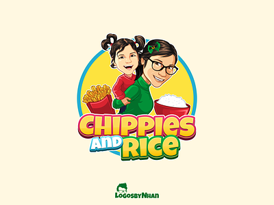 CHIPPIES AND RICE - YOUTUBE CHANNEL LOGO cartoon cartoon character cartoon design cartoon logo cartoon mascot chip chippies daughter education kid kidseducation logo logo design logo maker mascot mascot logo mascot logo design mom rice vector logo