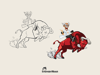 Good Season logo - WHERE SCIENCE MEETS FLAVOR avatar bull cartoon cartoon avatar cartoon character cartoon design cartoon icon cartoon logo cartoon mascot character design logo logo design mad scientist mascot mascot logo red bull science scientist vector art vector logo