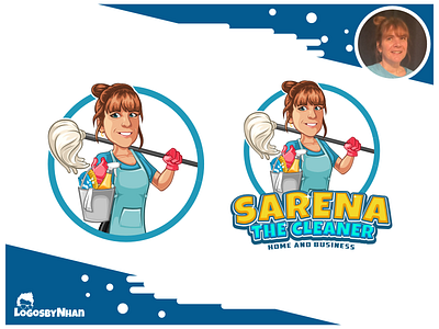 SARENA THE CLEANER - Cleaning business logo caricature cartoon cartoon avatar cartoon character cartoon logo cartoon mascot cartoon portrait cleaner cleaning cleaning business cleaning service cleaning supplies cleaning tools design illustration logo mascot mascot logo nft nft art