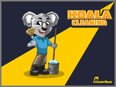Koala Cleaning - Koala Mascot House Cleaning Business cartoon cartoon avatar cartoon character cartoon logo cartoon mascot character design cleaning design house cleaning illustration koala bear logo mascot mascot logo nft nft art vector art