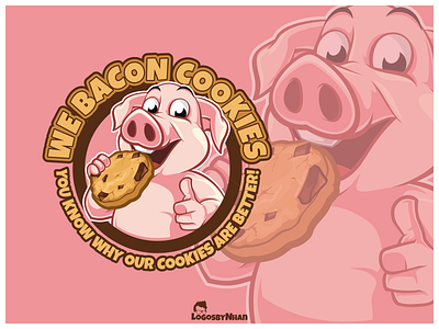 WE BACON COOKIES bacon cartoon cartoon character cartoon logo cartoon mascot cookie design illustration logo mascot mascot logo pig