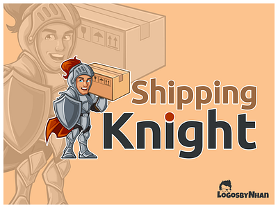 Shipping Knight box cartoon cartoon character cartoon logo cartoon mascot character design design illustration knight logo logo design mascot mascot design mascot logo ship shipping vector art vector logo