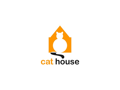 Cat and House Concept Logo animal black branding cat cat illustration comunity cymbol download family flat graphic design house inspiration logo logo design love orange pet shop simply vector