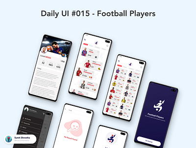 Daily UI #015 - Football Players bestmobileapps football footballplayers messi mobileapps playerdetails playerlist ronaldo splashscreen