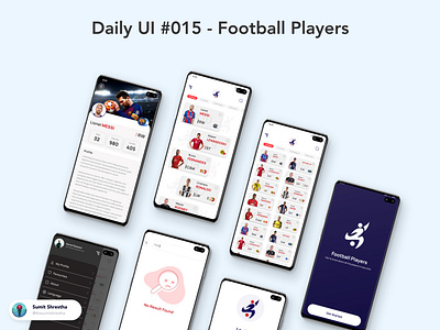 Daily UI #015 - Football Players bestmobileapps football footballplayers messi mobileapps playerdetails playerlist ronaldo splashscreen