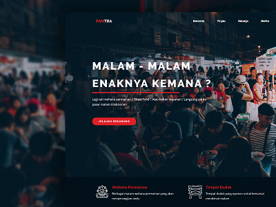 PAMTRA - Landing Page UI dark dark ui design facilities food indonesia market night red traditional ui ui design uiux ux web webdesign website white