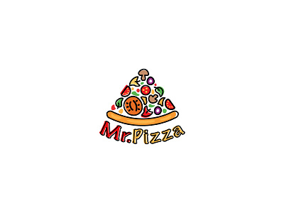 Pizza Logo cartoon color cute food fruit illustration logo pizza