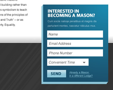 Mason Interest Form 3d footer form solid shadow website