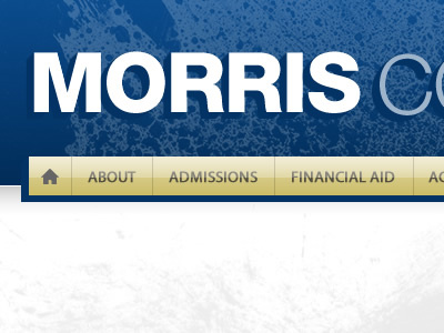 Morris Header blue college gold menu nav texture website