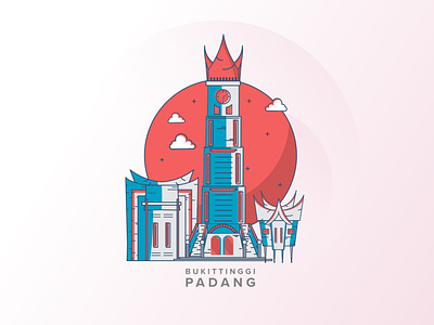 Hello Padang! bukittinggi design flatdesign indonesia minang monoline padang vector