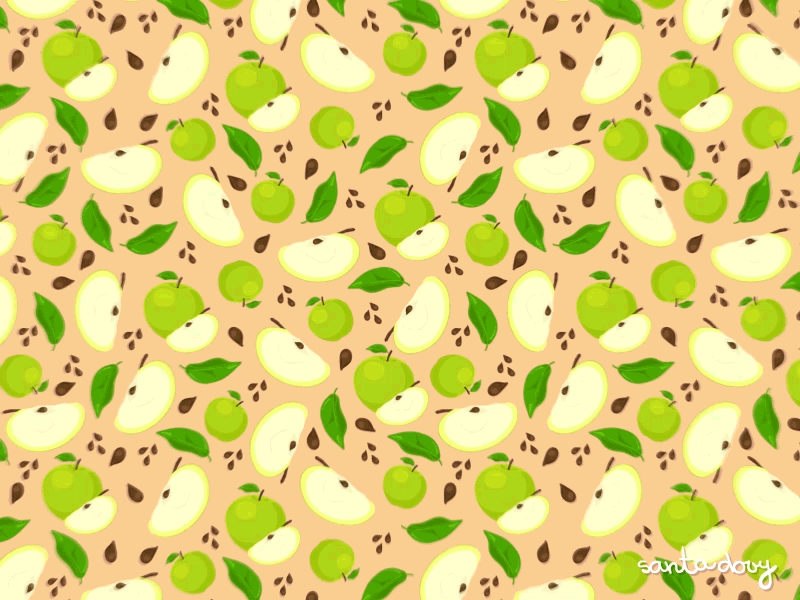 Fresh apples pattern (2) apple art background design fresh fruit green illustration illustrator nature pattern pattern art pattern design pink seamless seamlesspattern seed slice vector wallpaper