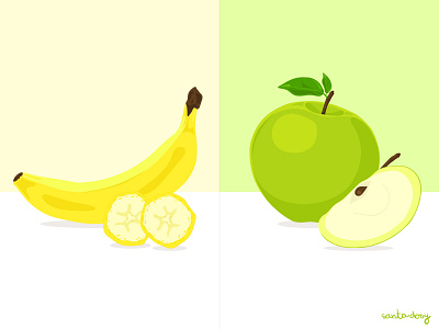 Banana and apple illustration