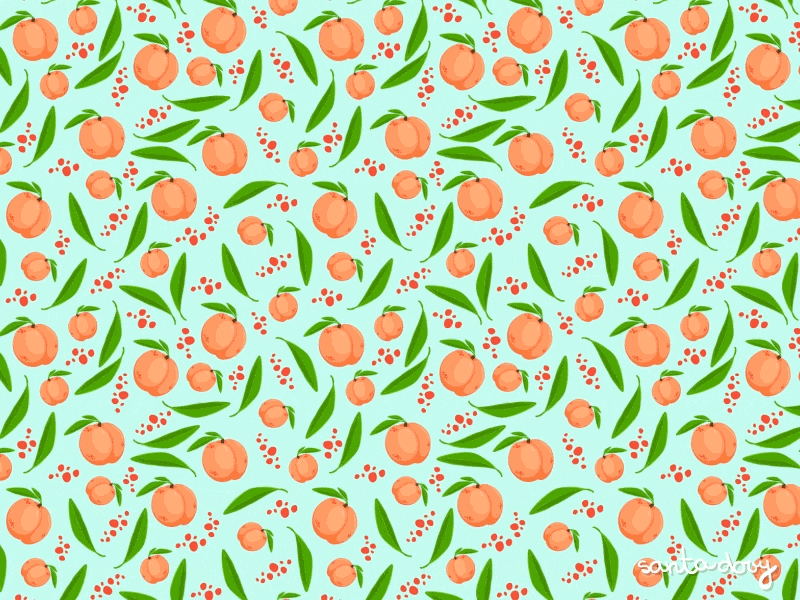 Cute seamless pattern with peaches