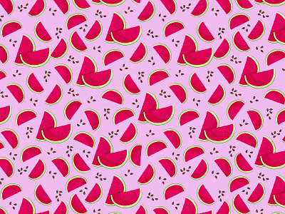 Watermelon Pattern 1 adobe illustrator background exotic illustration fruit fruit illustration graphic design illustration pattern design seamless pattern summer vector art wacom tablet wallpaper watermelon watermelon illustration