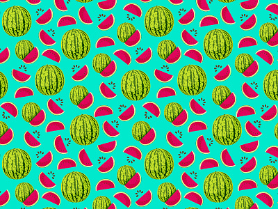 Watermelon Pattern 2 adobe illustrator exotic illustration fruit illustration graphic design illustration playful background seamless pattern summer background summer vibes vector vector art wacom tablet watermelon watermelon art