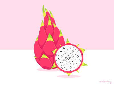 Dragon Fruit Illustration dragon fruit illustration food art pink tropical