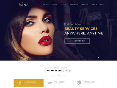 Beauty Services beauty salon clean creative design ecommerce graphic design landing page mockup salon ui web website website design