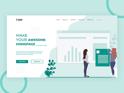 Banner homepage brand clean creative design illustration landing page minimalist mock up modern template ui vecor vector website website design