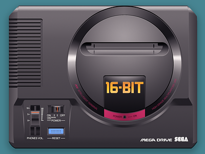 Mega Drive 16bit 80s art console design game genesis illustration japan photorealistic retro sega solid sonic video videogame vitage yamaha zilog