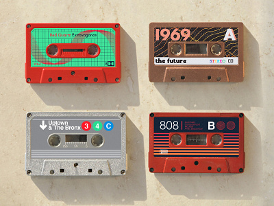 Cassette labels for fun 80s art audio autocad branding cassette design hi fi illustration illustrator nyc original photoshop project retro stickers subway tapes vector vintage
