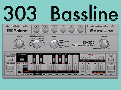 TB-303 Vector Photorealistic Illustration 80s arranger audio bass branding computer design drum machine edm electronic illustration music original photorealistic photoshop remake retro roland vector vintage