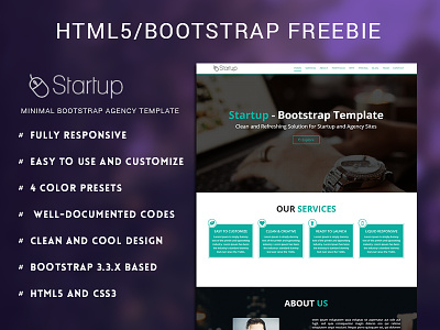 Startup – Free Onepage Startup/Business Template bootstrap business downloads free freebie personal startup