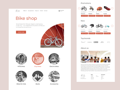 Bike shop website in minimorphism style