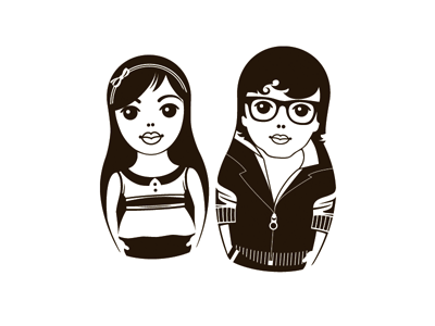 "Miss & Macho" kids' clothing store logo characters character estiva estivastudio illustration logo