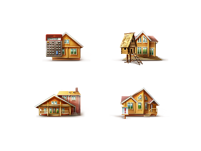 Graphic miniature pictures for “Wood Era” web-site estiva estivastudio houses icons illustration webrover woodera