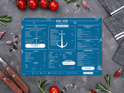 ANC HOR Menu Card Design bar beverage branding design graphics meals menu menu bar menu card menu design non vegetarian restaraunt restaraunt menu yummy menu