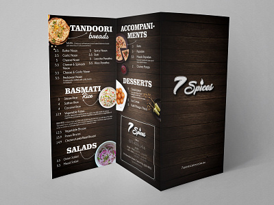 7 Spices Restaurant Menu Card