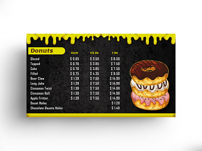 Donuts Menu Card bar branding cafe design donuts graphics menu menu bar menu card menu design restaraunt restaurant menu yummy menu