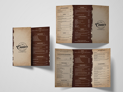 Connie's Restaurant Menu Card bar branding cafe design graphics illustration meal menu menu bar menu card menu design restaraunt restaurant menu vegetarian yummy menu