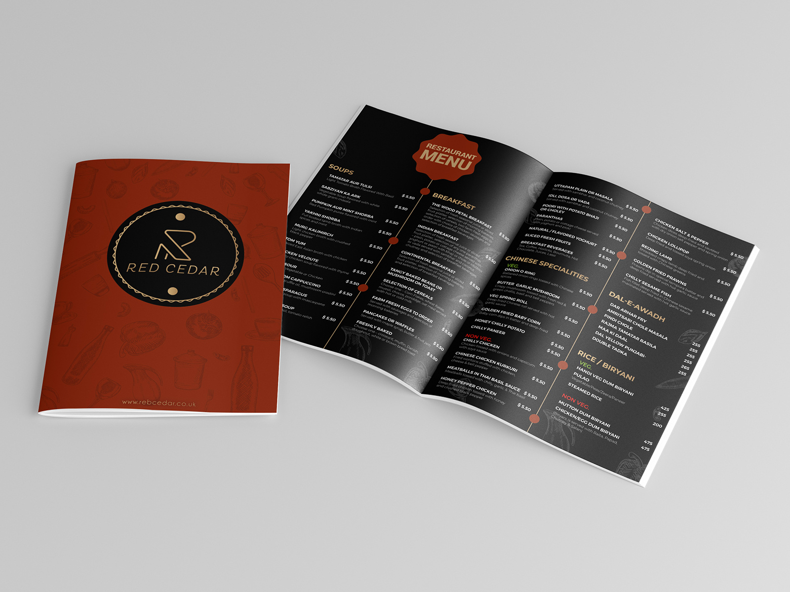 Red Cedar Restaurant Menu By Yummy Menus On Dribbble