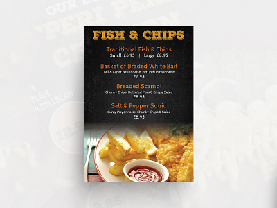 Fish And Chips Menu card bar branding cafe chips design fish graphics meal menu menu bar menu card menu design non veg restaraunt restaurant menu vegetarian yummy menu