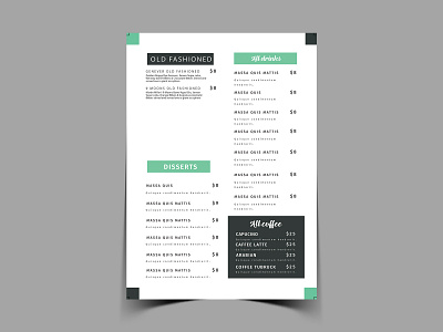 Menu Card Design bar branding cafe coffee design desserts drinks graphics menu menu bar menu card menu design restaraunt restaurant menu yummy menu