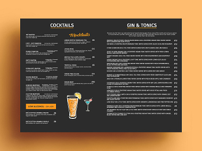 Cocktails Menu Card Design bar beverage branding cafe cocktails cuisine design graphics meal menu menu bar menu card menu design restaraunt restaurant menu vegetarian yummy menu