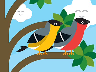 Bullfinches birds illustration vector