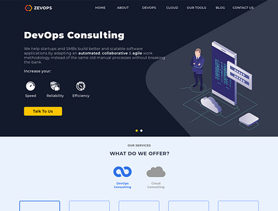 Zevops - DevOps consulting website design design ui website design