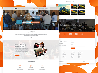 HF Hackers / Founders in Dublin design flat orange orange and white ui user interface user interface design web website
