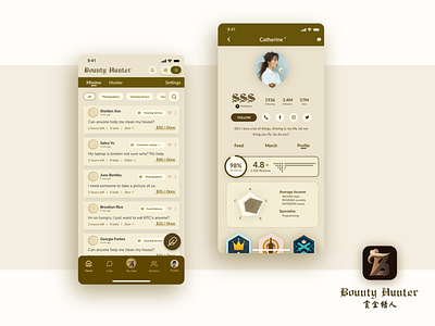 Bounty Hunter - Retro Freelancer App app design flat minimal ui