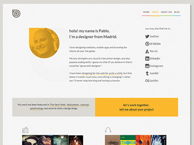 About Me Page about me responsive web design yellow
